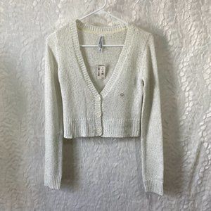 Aeropostale Juniors Cropped Metallic Cardigan Sweater button front NWT